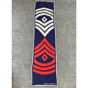 Rudi Gernreich Womens Silk Scarf Blue Red White 14.5 x 55" MCM Vintage